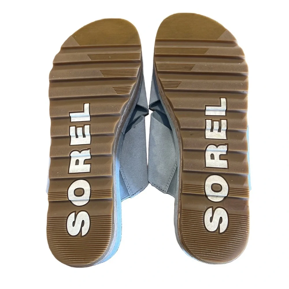 Sorel Cameron Flattorm Mule In Crushed Blue, Sea Salt